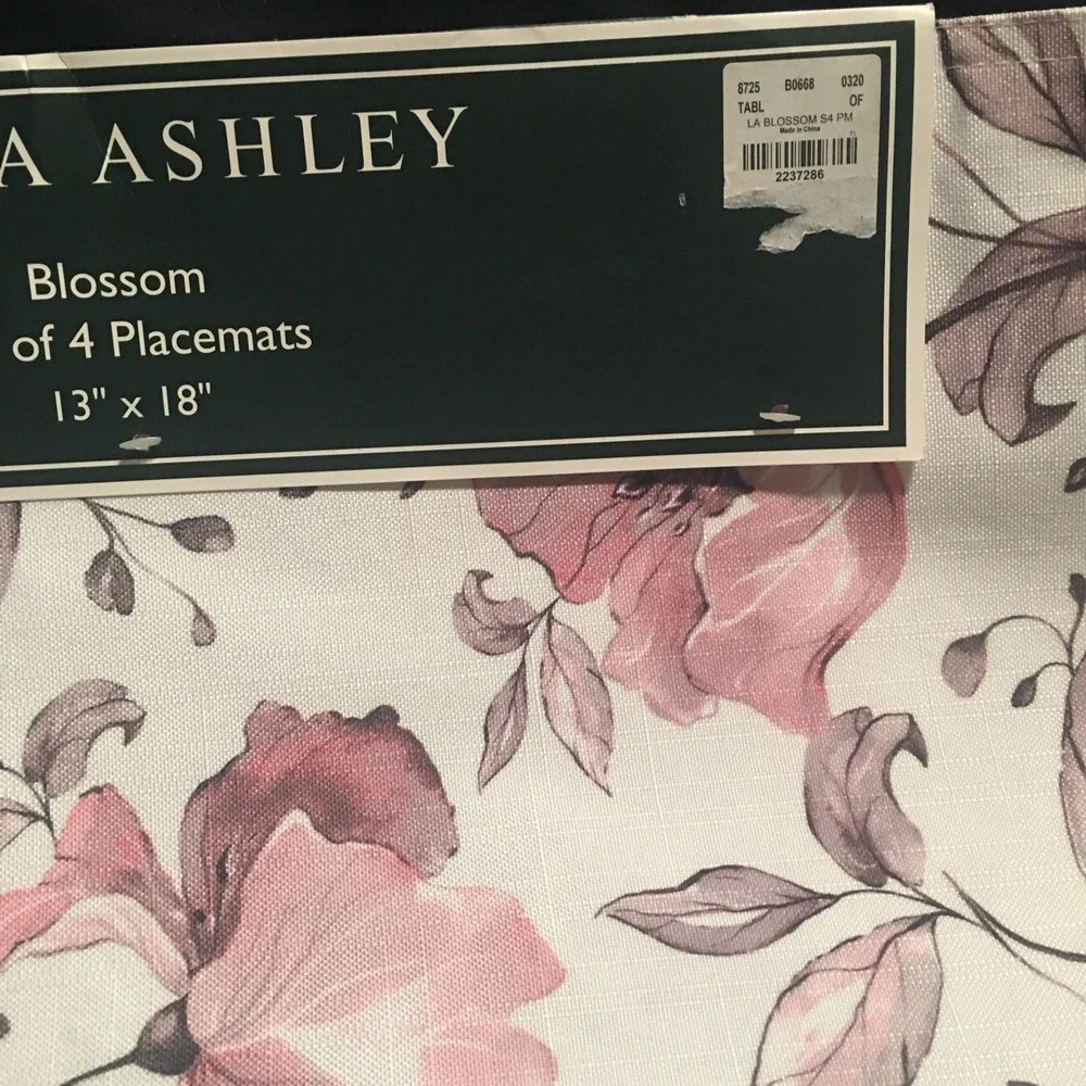 Laura Ashley Placemats Botanical Florals Set of 4 Cottagecore Shabby Chic 13x18